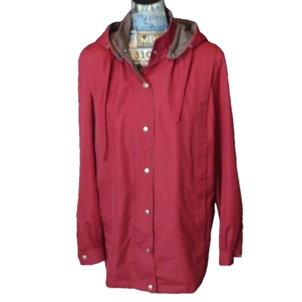 London fog red gray coat size 12 reg